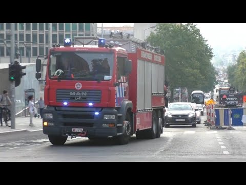 Brandvertrek Brandweer Brussel met spoed onderweg naar een Brand Interventie in Brussel