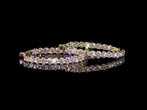 14k Yellow Gold 2.95ct (TDW) Diamond Hoop Earrings