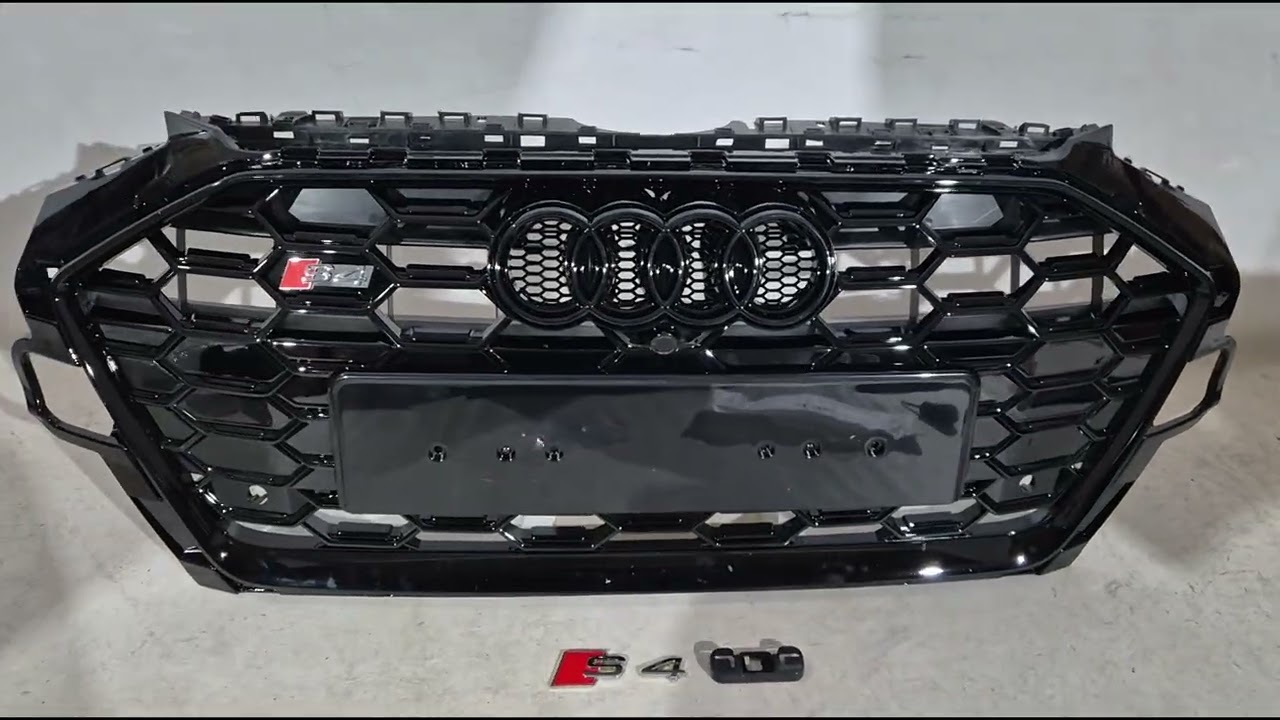 Audi A4 B9 2015-2024 гг. Передняя решетка радиатора S-Style (2020-2022, черная) Video 1