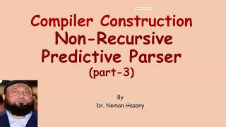 Non-Recursive Predictive Parsing (Part 3)