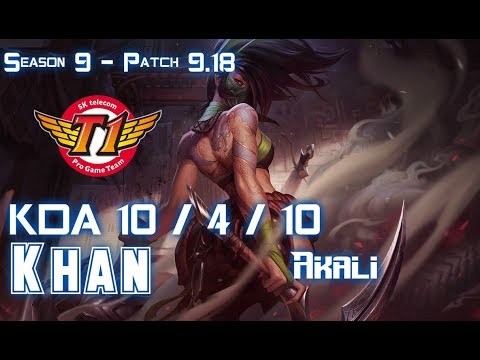 SKT T1 Khan AKALI vs GRAGAS Top - Patch 9.18 KR Ranked
