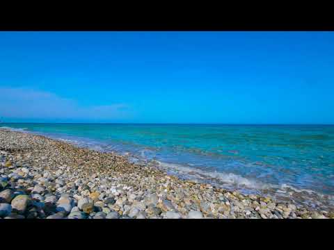 Relaxing 3 Hours of Mediterranean Beach with Ocean Sounds, Blue Sky & Rounded Pebble 4k UHD