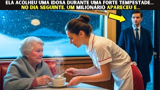 Ela acolheu uma idosa durante uma forte tempestade… no dia seguinte, um milionário apareceu e…