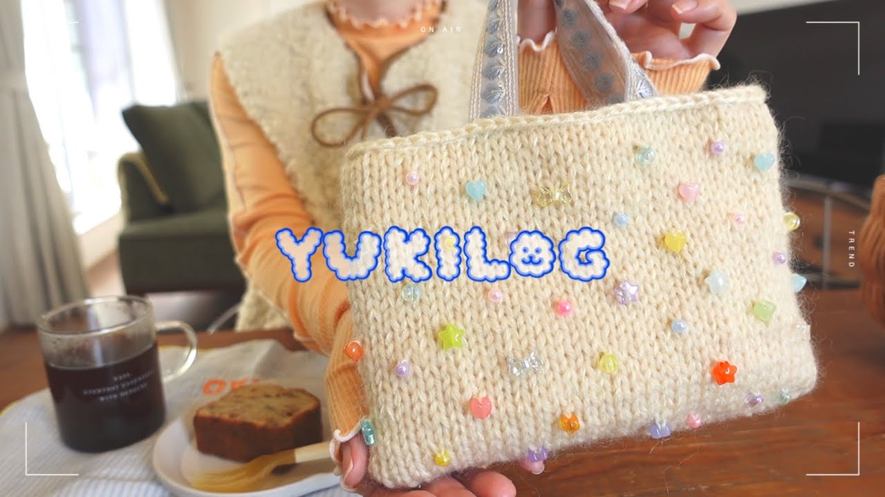 sub/vlog»ビーズ×ニットに沼る2月&編み付け方解説⭐🎀💎💜器と暮らし市に行くvlog🥣