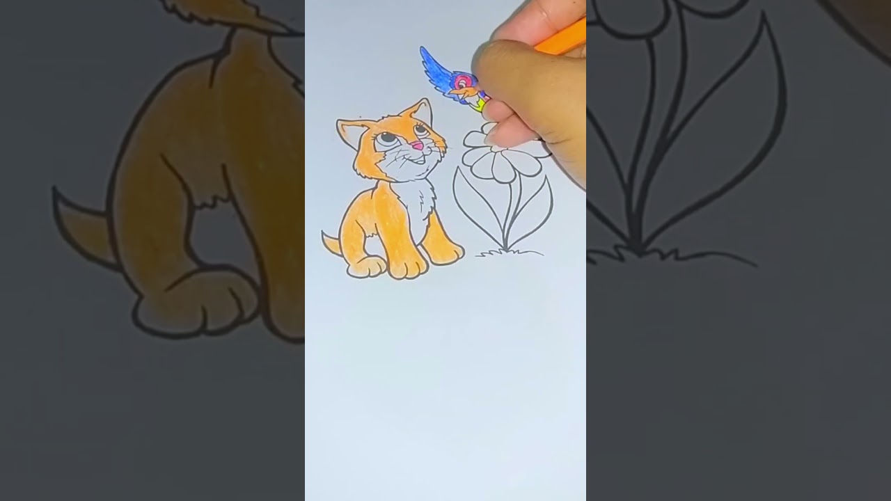 short mewarnai kucing, burung, dan bunga #mewarnaigambar #mewarnaikucing #mewarnaibunga #drawing
