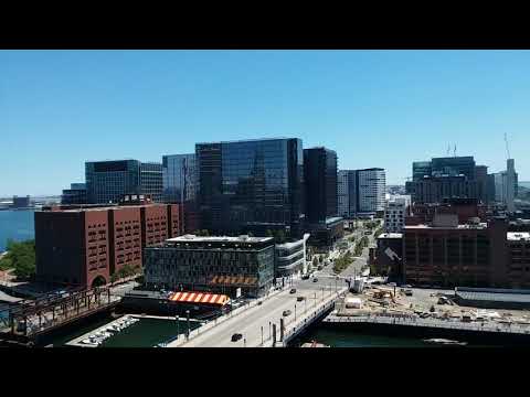 Aerial view of Boston from Independence Wharf observation deck