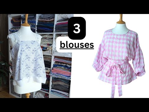 Sewing 3 Blouses. How I am upcycling thrifted fabrics into blouses (using vintage linens)