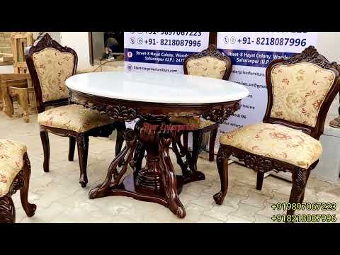 Brown wooden carved dining chair, for home, set size: set of...