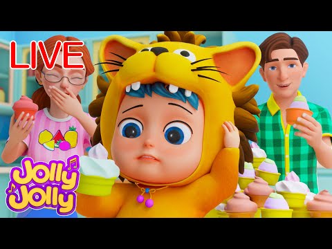 🔴LIVE Jolly Jolly & Ice cream song LIVE - Best Kids Songs! - Muffin man, Toodly doodly doo + MORE
