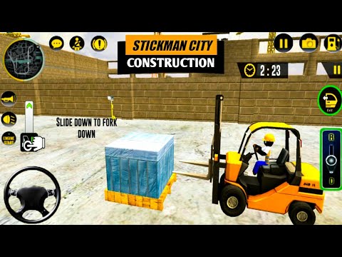 Stickman City Construction - Road Roller, Excavator, Crane Driving | City Construction Simulator