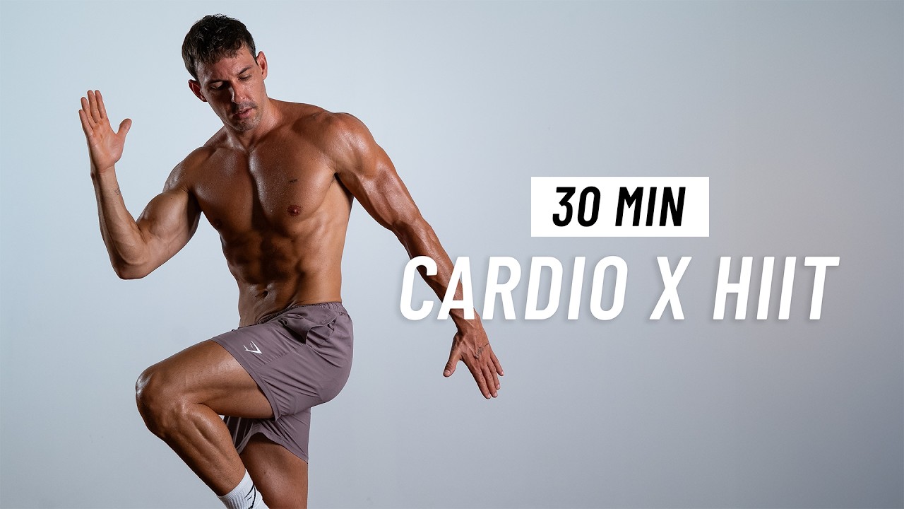 30 Min Fat Burning Cardio HIIT Workout at Home (No Equipment, No Repeat)