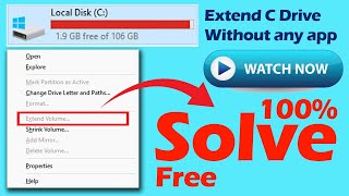 🔥🔥How to extend C Drive Space without any application in free | Solve Extend Greyed Out Issue
