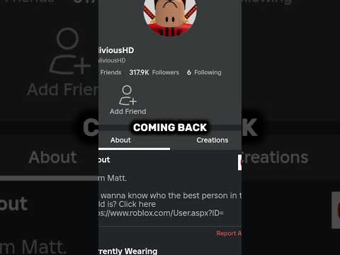 OBLIVIOUSHD IS COMING BACK TO ROBLOX! #roblox #gaming #shorts