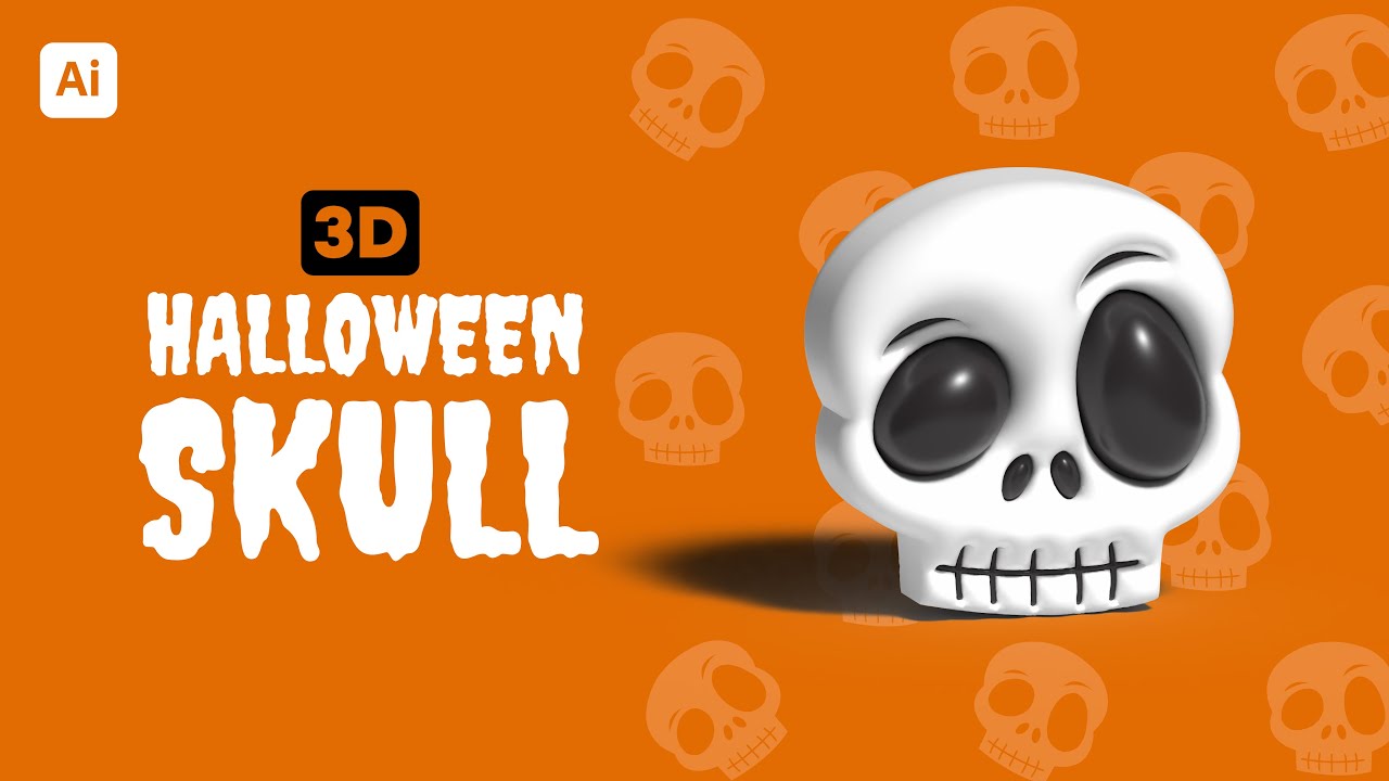 3D Halloween skull for beginners | Adobe Illustrator Tutorial