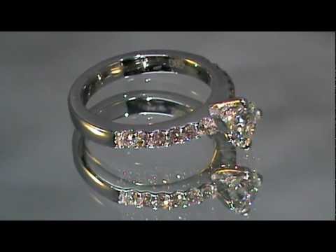 18k White Gold GIA Diamond Proposal Ring Set With Fancy Light Pink Side Diamonds