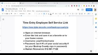 Time Entry ESS Link
