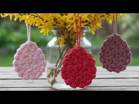 Jázmin mintás húsvéti tojás horgolás , 2 féle - Crochet eggs with jasmine stitch , 2 size