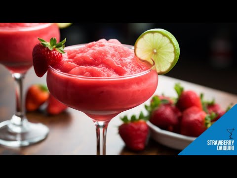 Strawberry Daiquiri Classic & Frozen  - How to make a Strawberry Daiquiri Cocktail Recipe (Popular)