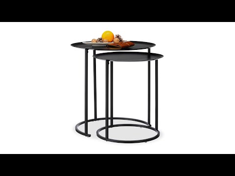 Bijzettafel rond set van 2 zwart - staal - 50 x 50 x 50 cm