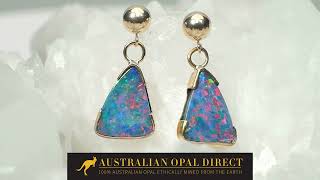 Gold Earrings, Green Earrings, Opal Stud Earrings - Australian Opal Direct | Worldwide Shipping