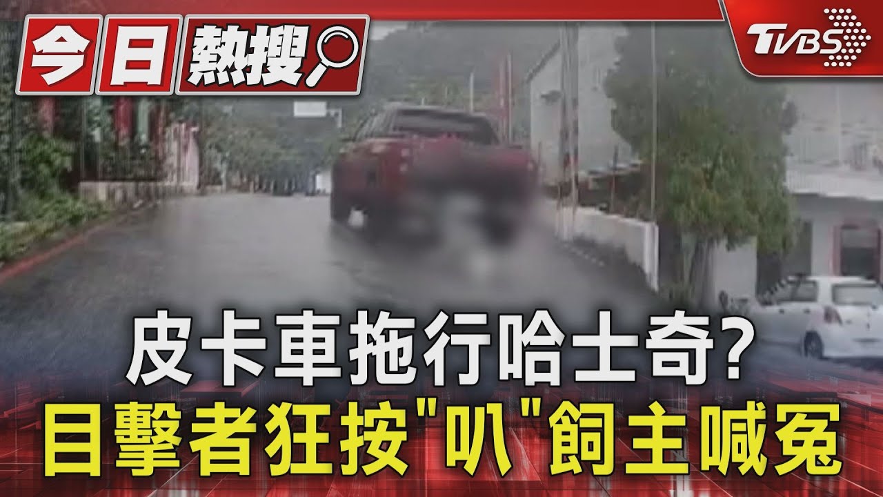 哈士奇遭皮卡拖行畫面曝光!當事人喊冤:狗狗意外掉出車外