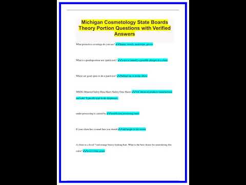 Michigan Cosmetology State Boards Theory Portion Questions with Verified Answers1062 636x882