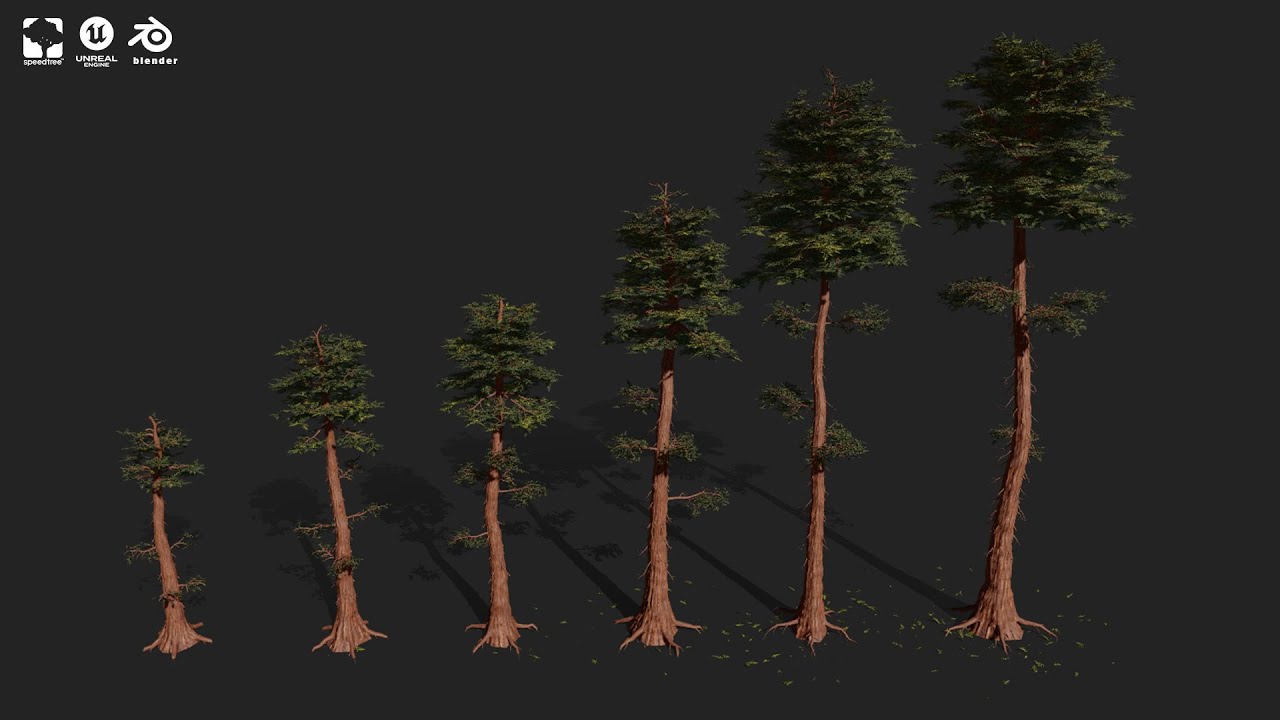 RED WOOD TREE PACK 3D Model