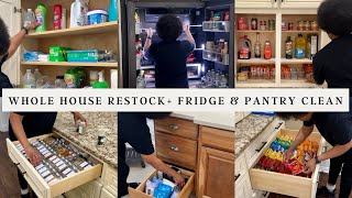 WHOLE HOUSE RESTOCK WITH ME: SATISFYING FRIDGE AND PANTRY ORGANIZATION + CLEANING #cleanandorganize