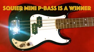 Video thumbnail for STOCK Squier Mini Precision Bass Wins! This is a Mini Monster. by Rob C Music