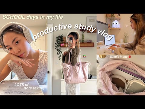 STUDY VLOG 🖇 VERY productive school days in my life, what’s in my backpack, LOTS of note taking