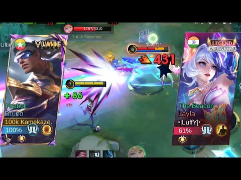 DESTROYING NEW LAYLA LEGEND SKIN WITH BRUNO 💀 MLBB | BRUNO GAMEPLAY ⚡