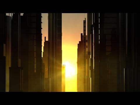 Sunset Between the Skyscraper Buildings Downtown