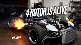 The AWD 4 Rotor RX-7 roars to life! Louder than ever!!