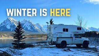 COZY And COLD Winter Camping Alone In My Four Season Truck Camper