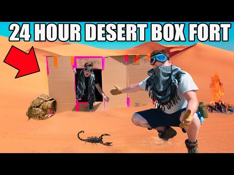 24 HOUR DESERT BOX FORT CHALLENGE!! 📦☀️ Video