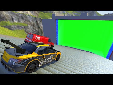 Stairs Jumps Down In Vertical Green Slime Pool - BeamNG.drive Down Stairs Jumps In Pool