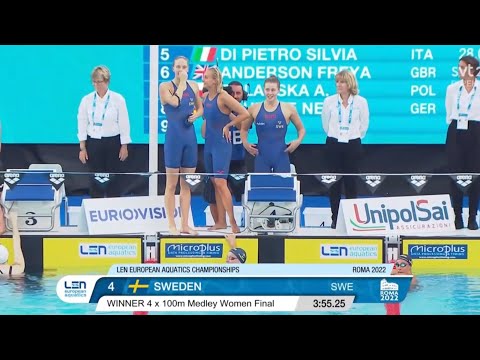 Sverige 🇸🇪 vinner EM GULD på 4x100 meter medley. Rom 2022