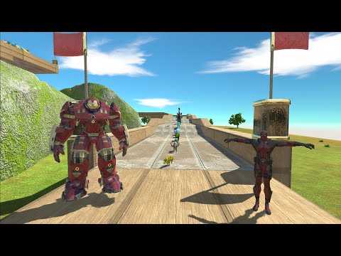 DEATH POOL AND HULK BUSTER DEATH RUN - Animal Revolt Battle Simulator