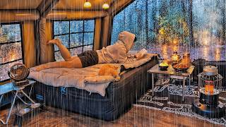 Heavy Rain Camping with My Dog in a Luxury Inflatable Tent ASMR