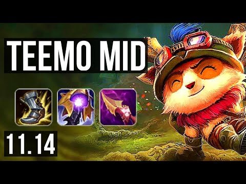 TEEMO vs ZED (MID) | 8/0/3, 1800+ games, 2.1M mastery, Legendary | KR Diamond | v11.14