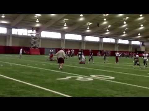 Alabama receivers work on drills with OC Lane Kiffin.  (Crimson Confidential)