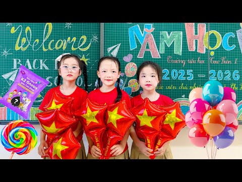 Cam Cam và ngày đầu khai giảng năm học mới được tặng rất nhiều :Túi mù labubu, thẻ bài Tung tung.