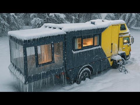 Camping in Heavy Snow and Rain with 2 Different Caravans