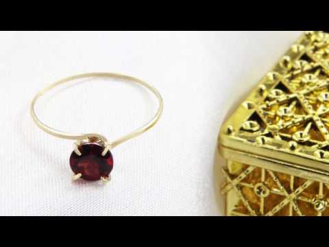 TELEIOS LUXE 18K GOLD 6MM 0.8CT GARNET SOLITAIRE RING - 6.5 US - TL0000067