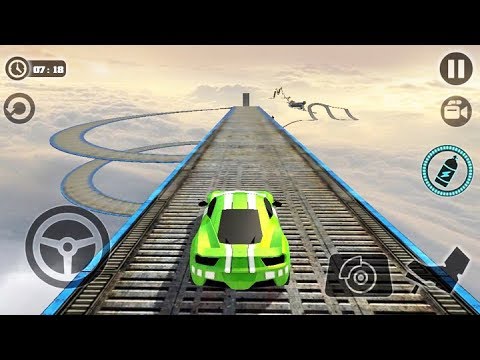Impossible Stunt Car Tracks 3D Green Vehicle Driving levels 11 and 14 - Android GamePlay 2019