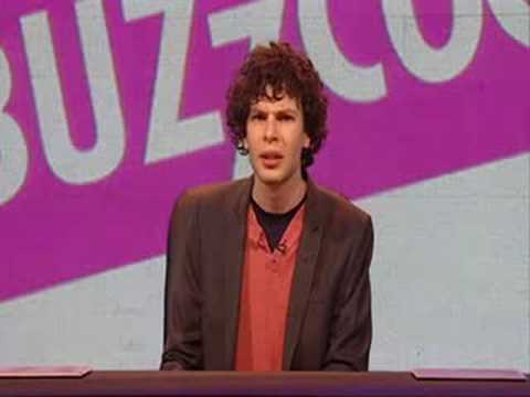 Simon Amstell on Never Mind the Buzzcocks: joke about Mark Knopfler, dinosaur, and Jesus.