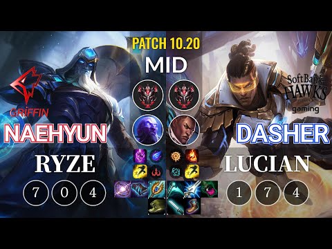 GRF Naehyun Ryze vs SHG Dasher Lucian Mid - KR Patch 10.20