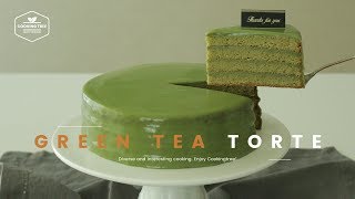 오설록 그린티 토르테 만들기, 녹차 글레이즈 케이크 : Green tea Torte Cake Recipe, Matcha Glaze Cake -Cooking tree쿠킹트리*ASMR