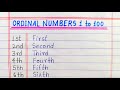 Ordinal Numbers 1 to 100 || 1 to 100 Ordinal numbers spelling || 1-100 Ordinal numbers