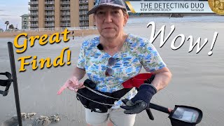 Big Silver Chain Found Metal Detecting New Smyrna Beach Florida | The Detecting Duo S04 E28